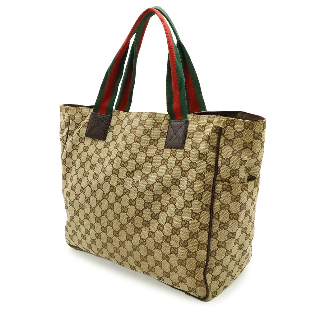 Gucci Brown Tote Leather Sherry Canvas Shoulder Beige Bag Cream GG Tan Cream